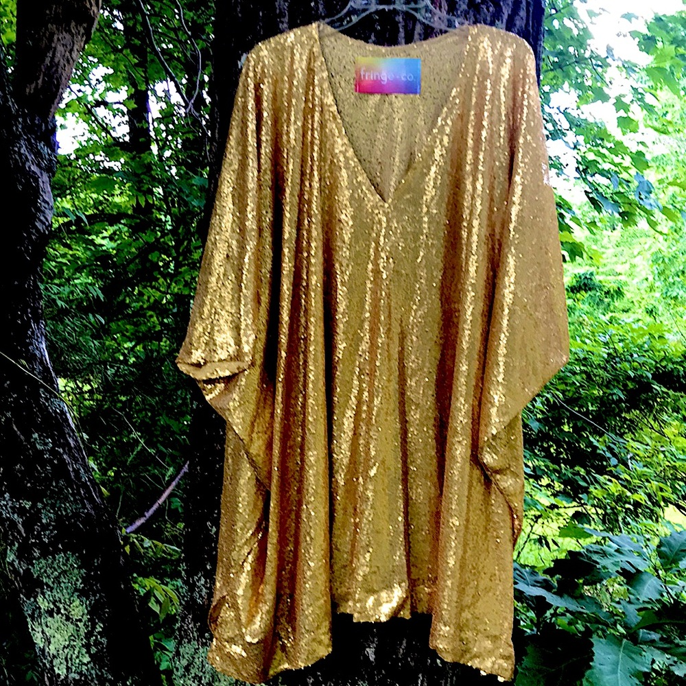 Gold Sequin Caftan Dress